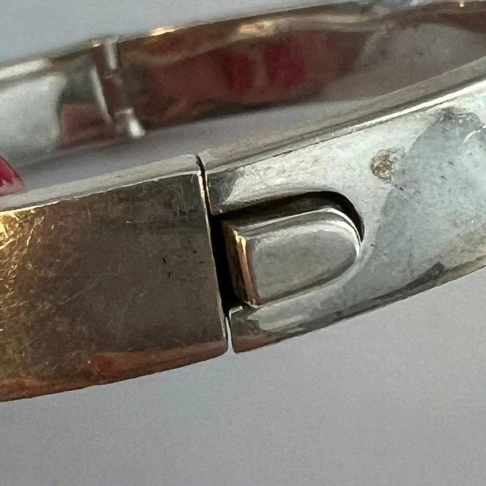 Vintage Modernist Taxco 925 Silver Bracelet Chunky Hinged